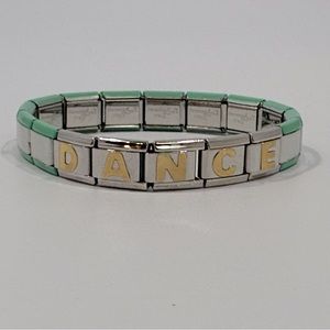 PersonaLinks Italy Dance Green & Silver Interchange Link Bracelet